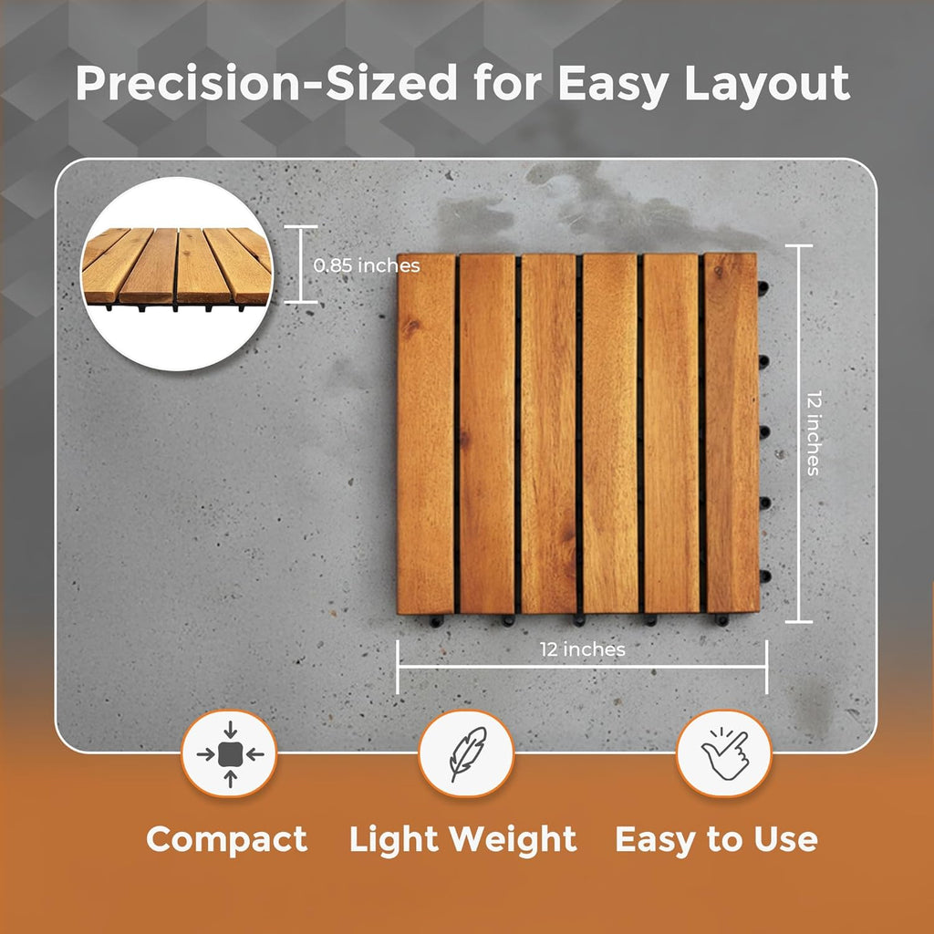 Majestick Goods Long Slat Deck Tiles 12x12 24 Pack