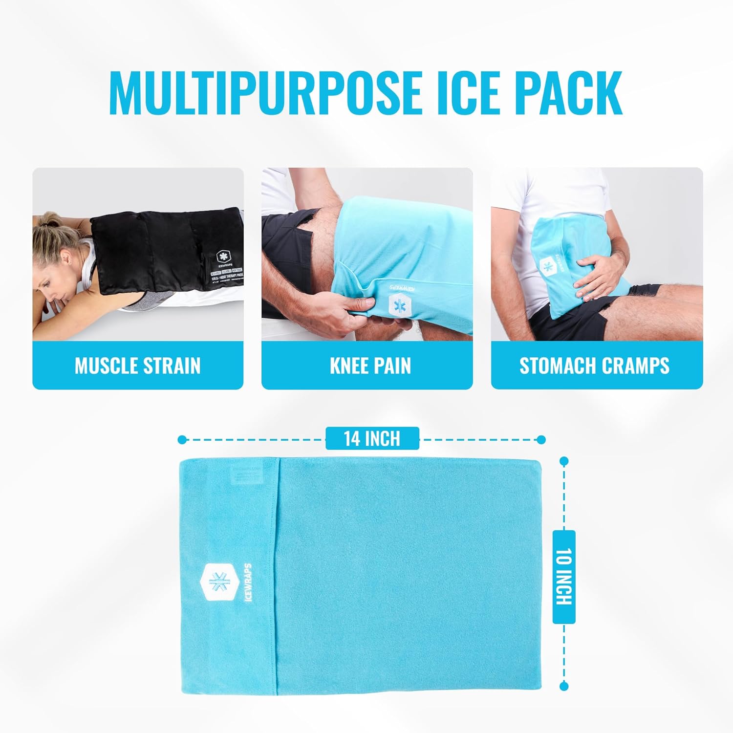 ICEWRAPS 10"x14" Clay Ice Pack with Fabric Cover – Reusable Cold Therapy