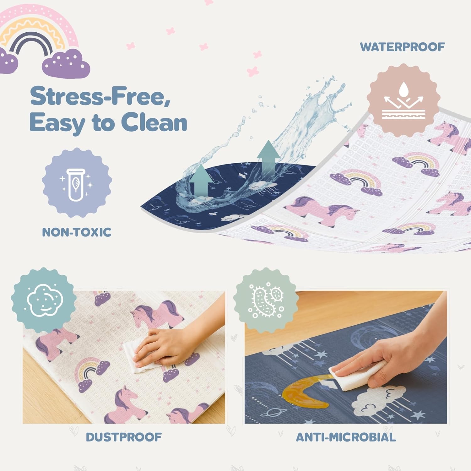 Motherly Haven Foldable Baby Play Mat 79x71 Waterproof Foam Reversible