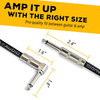 GLS Audio 1/4 Inch Guitar Cable 20ft Straight to Right Angle