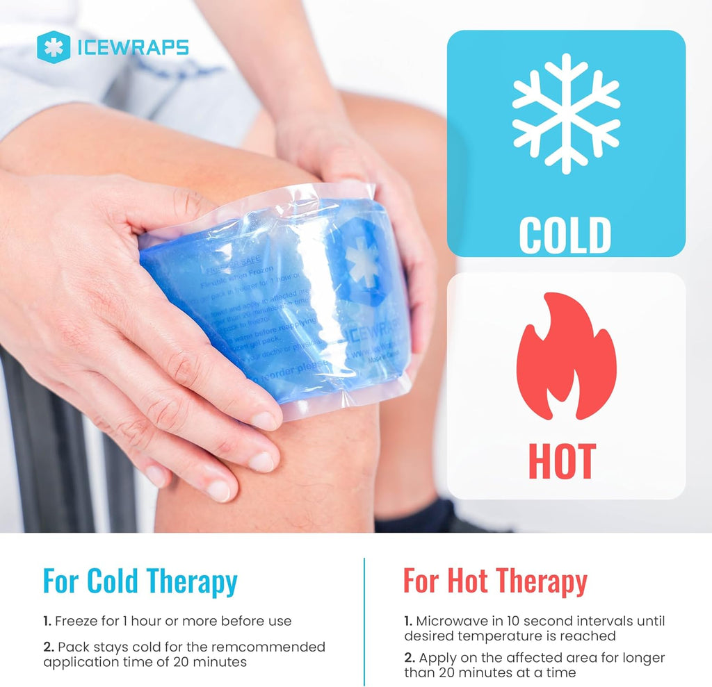 ICEWRAPS 4"x10" Flexible Gel Ice Pack – Reusable Hot & Cold  Therapy, 2 Pack, Blue