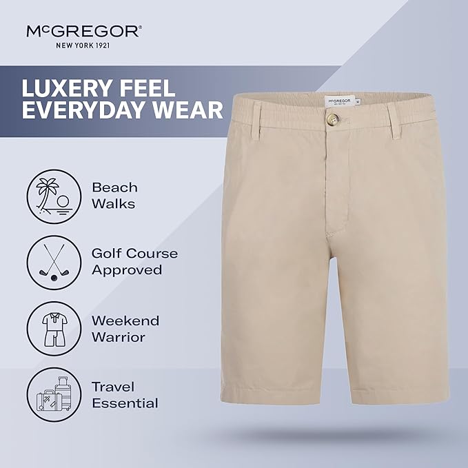 MCGREGOR Men Golf Shorts Cotton Chino Lightweight Beige Size 33