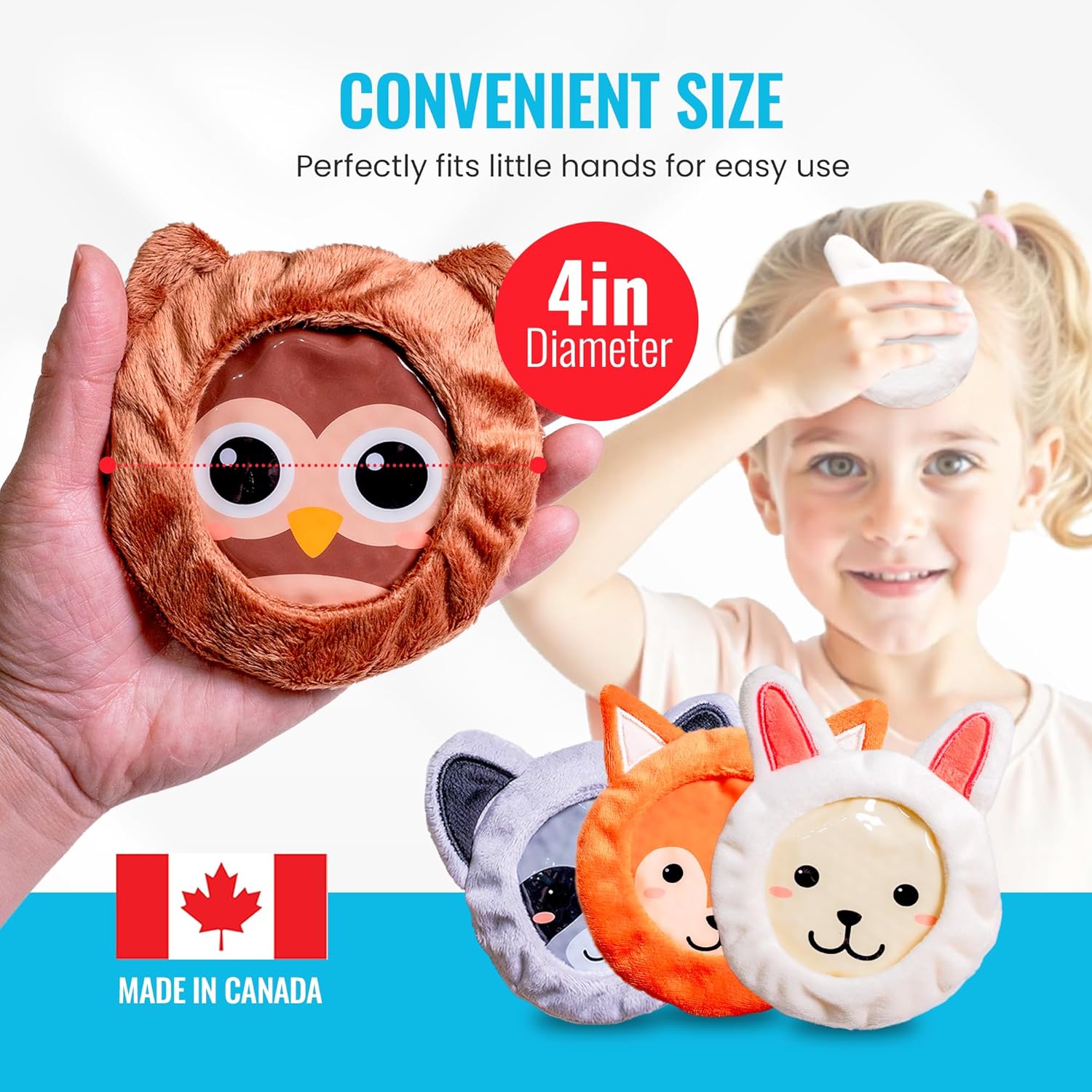 ICEWRAPS Kids Boo Boo Ice Packs – Reusable 4" Gel Packs, 4 Pack