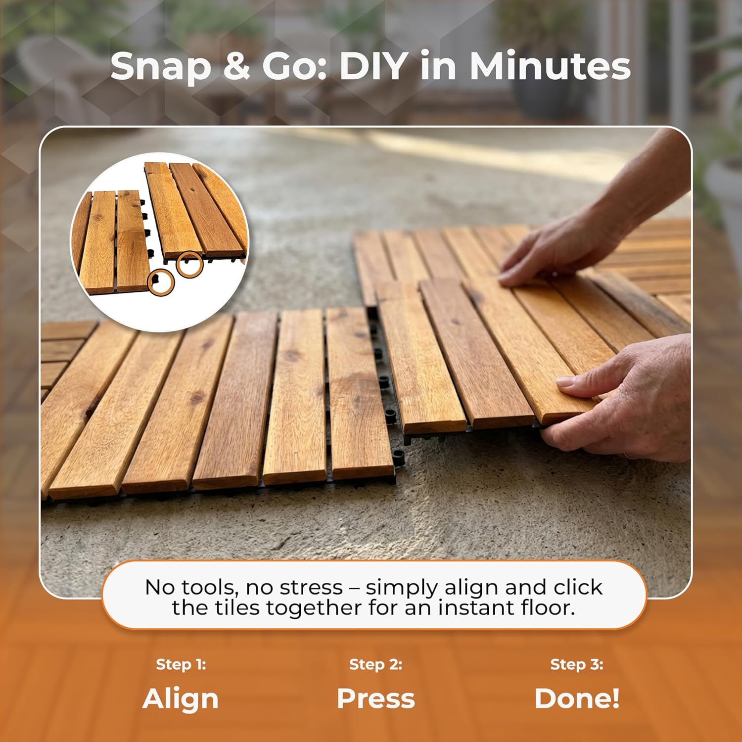 Majestick Goods Long Slat Deck Tiles 12x12 24 Pack