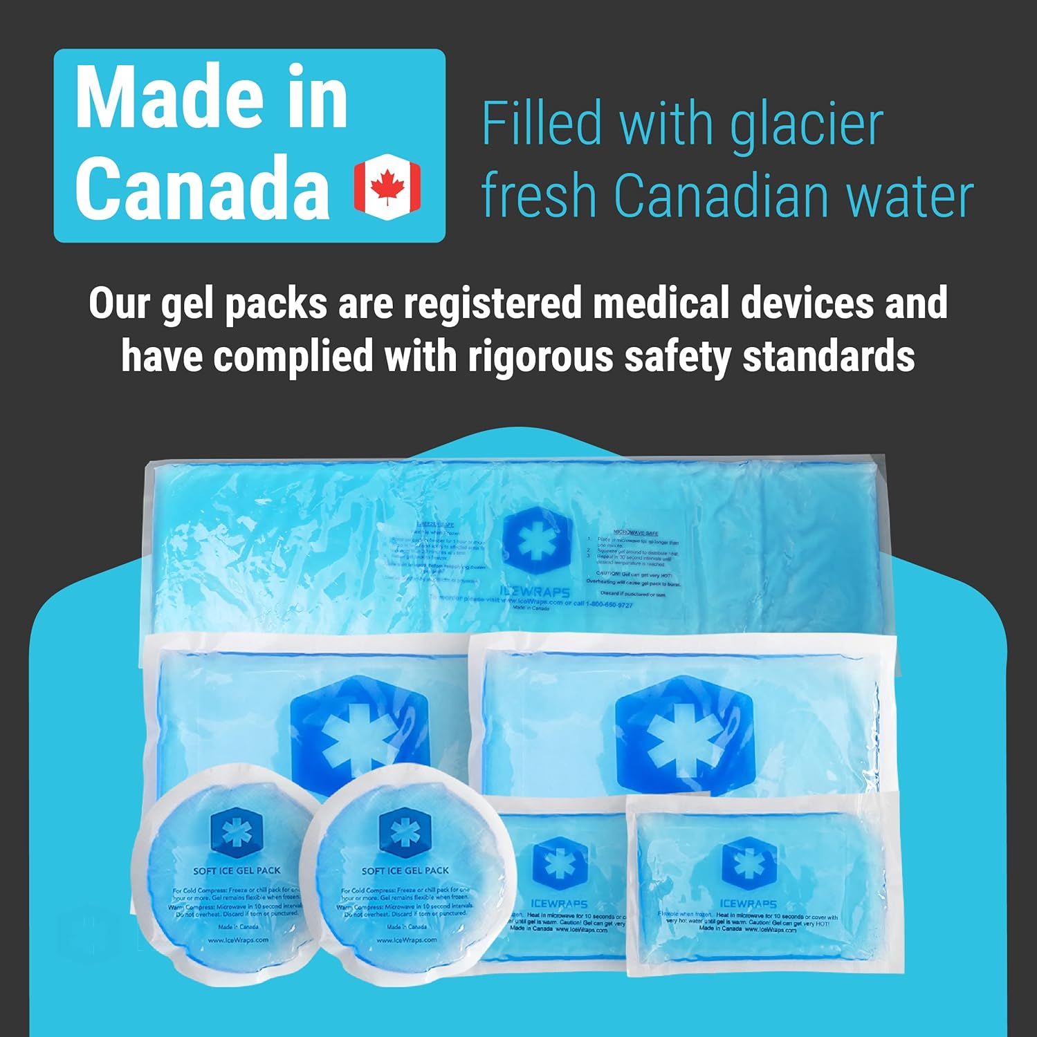 ICEWRAPS Gel Ice Packs 7-Pack Hot & Cold Therapy Multi-Sizes