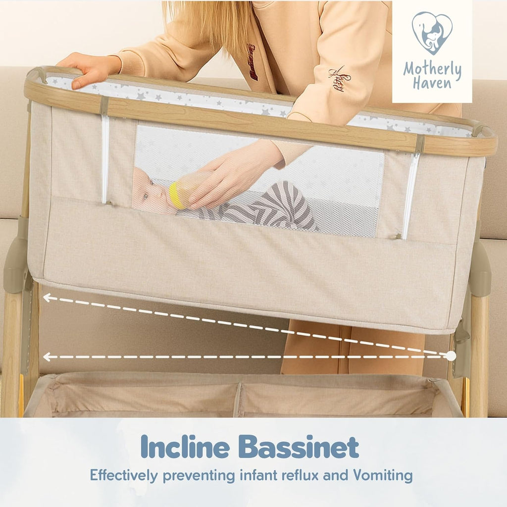 Motherly Haven Baby Bassinet Bedside Sleeper Adjustable 7 Height