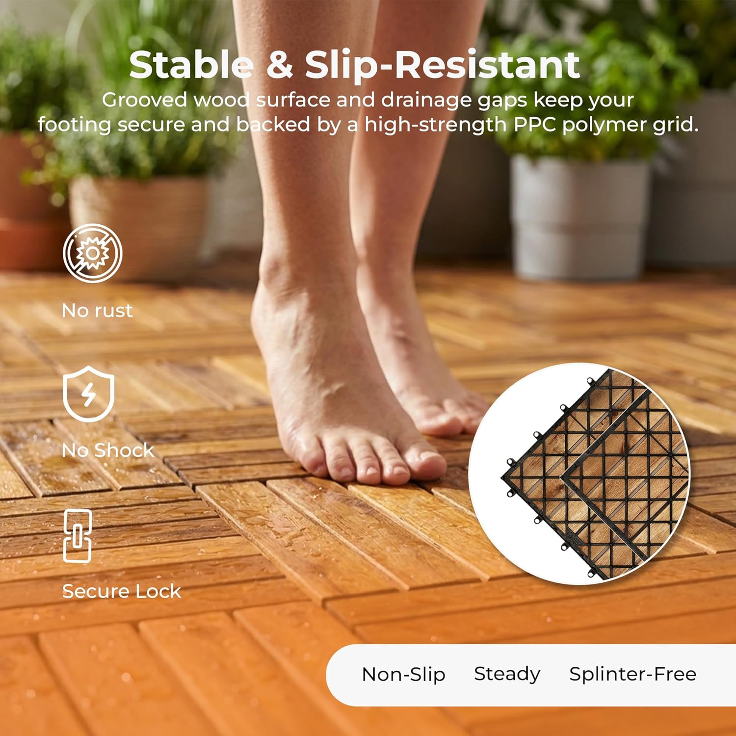Majestick Goods Long Slat Deck Tiles 12x12 24 Pack