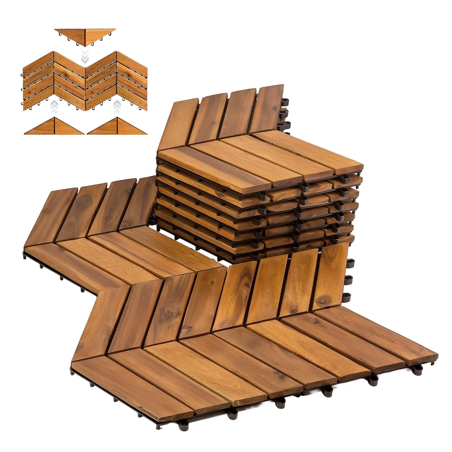 Majestick Goods Deck Tiles Herringbone 6 Sq Ft 8 Pack
