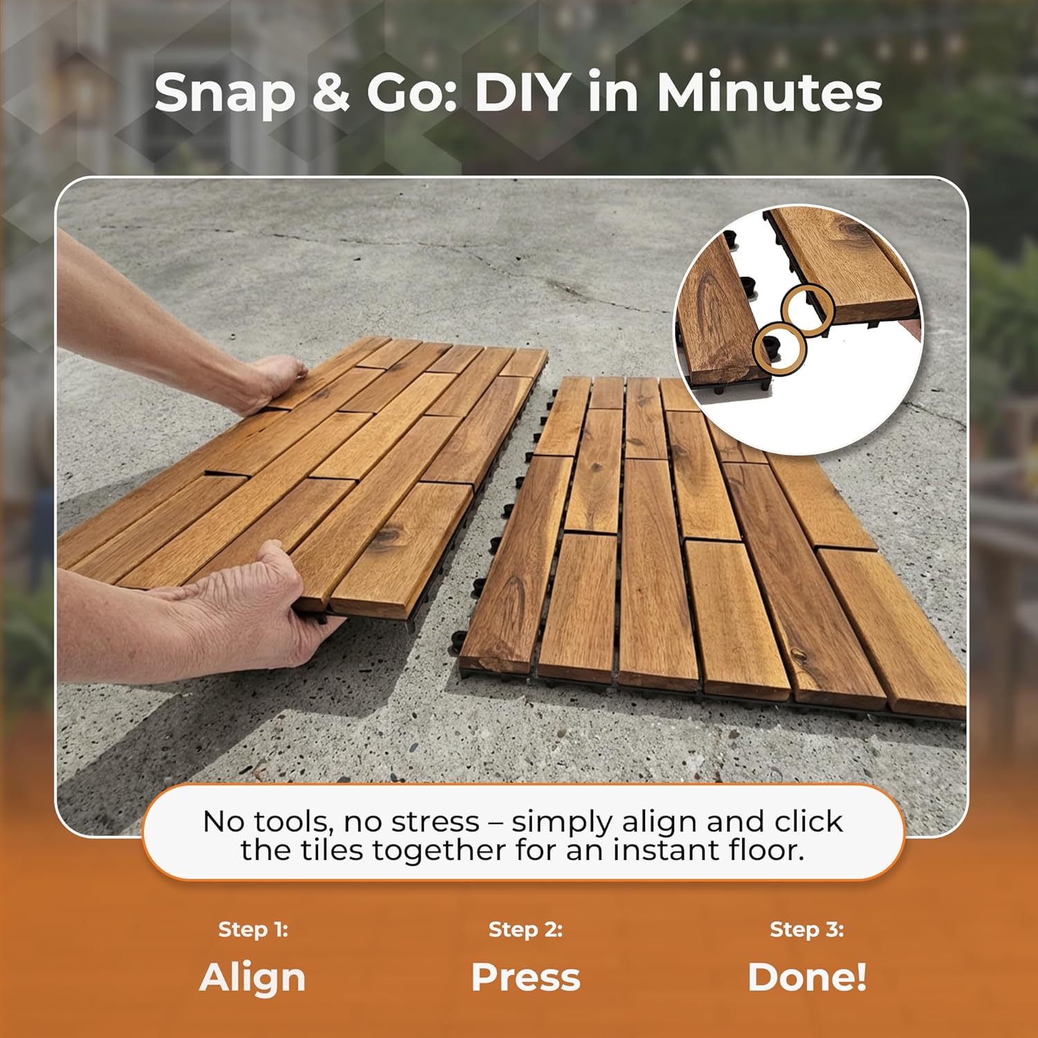 Majestick Goods Long Deck Tiles 24x12 Acacia 6 Pack