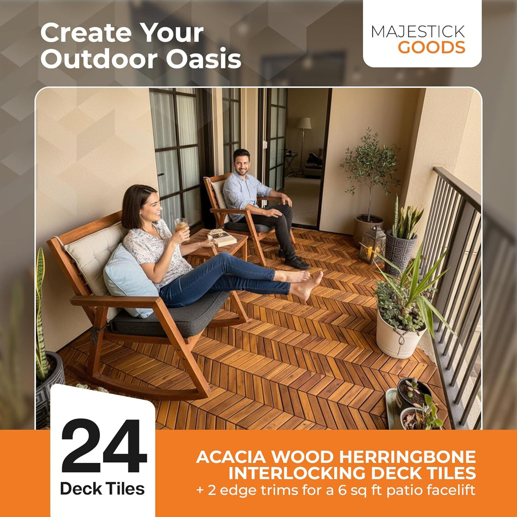 Majestick Goods Deck Tiles Herringbone 18 Sq Ft 24 Pack