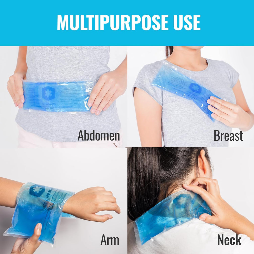 ICEWRAPS 4"x10" Flexible Gel Ice Pack – Reusable Hot & Cold  Therapy, 2 Pack, Blue