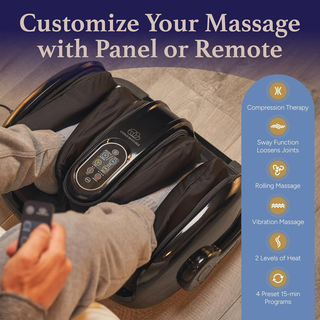 Cloud Massage Shiatsu Foot Massager Black with Heat for Pain Relief