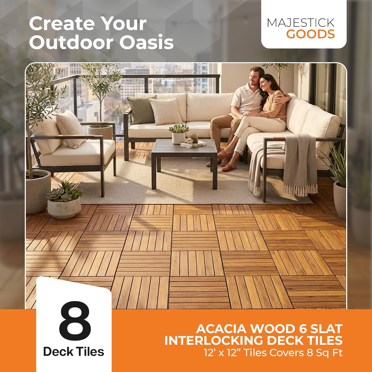 Majestick Goods Long Slat Deck Tiles 12x12 8 Pack