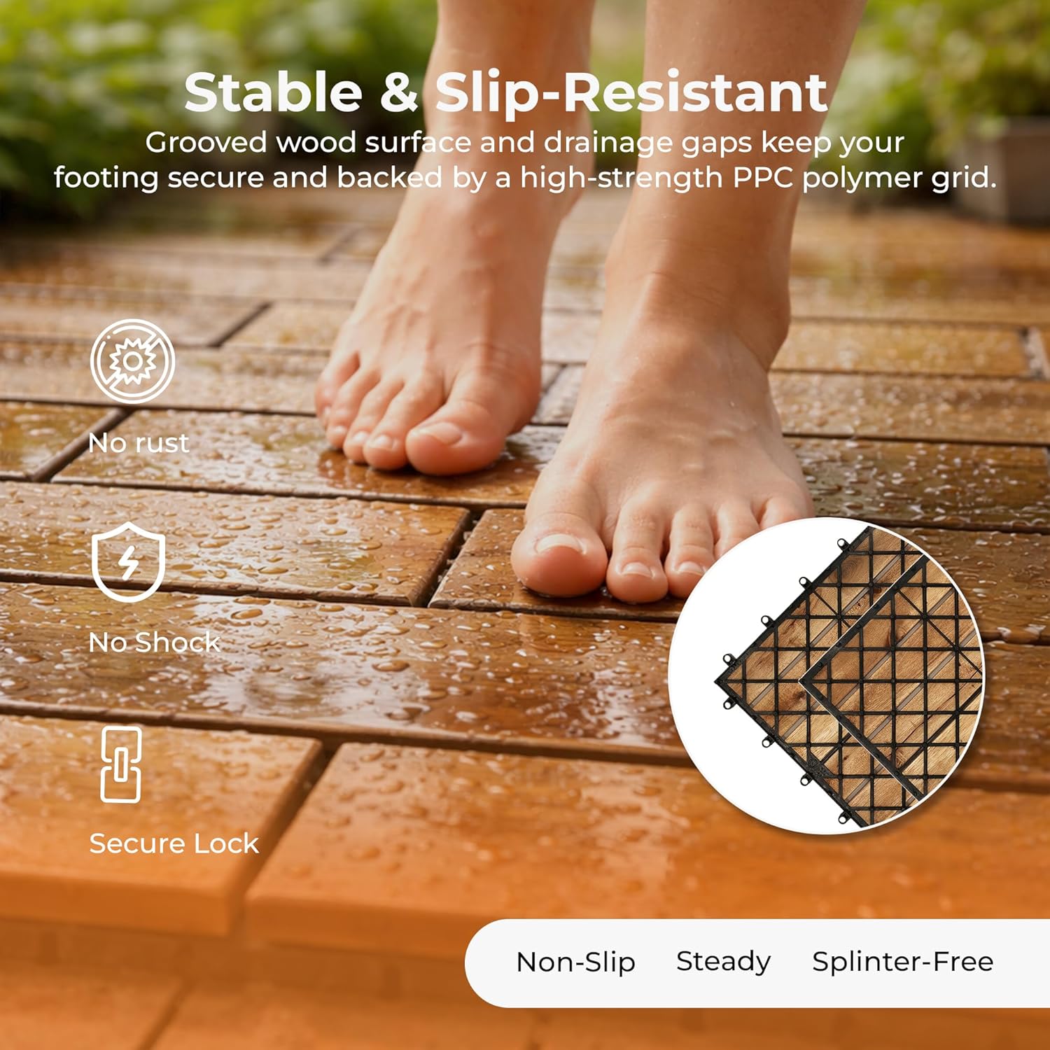 Majestick Goods Long Deck Tiles 24x12 Acacia 6 Pack