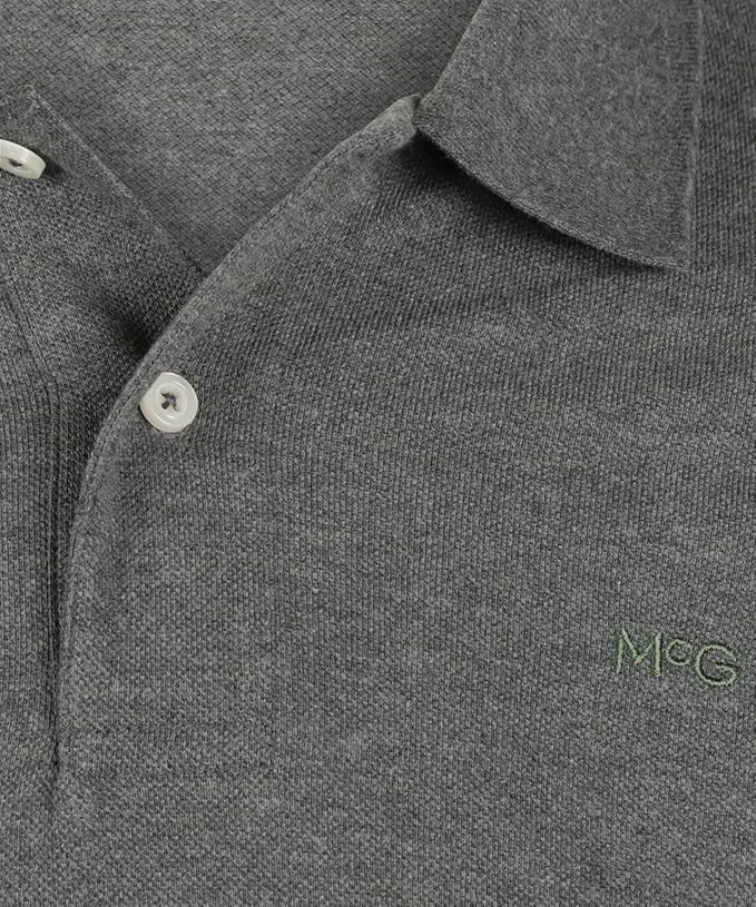 MCGREGOR Men Polo Shirt Cotton Regular Fit Short Sleeve Dark Grey Size M