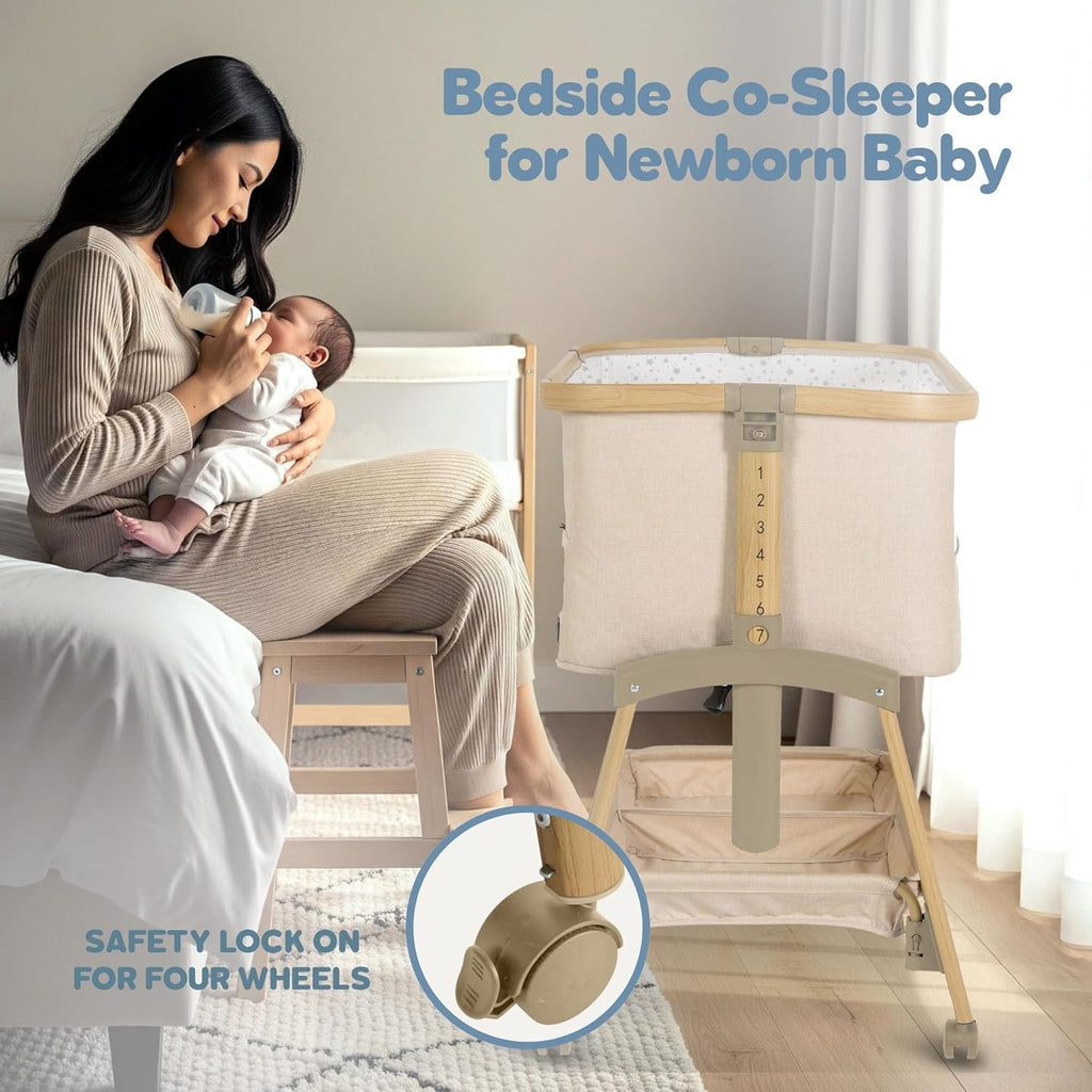 Motherly Haven Baby Bassinet Bedside Sleeper Adjustable 7 Height