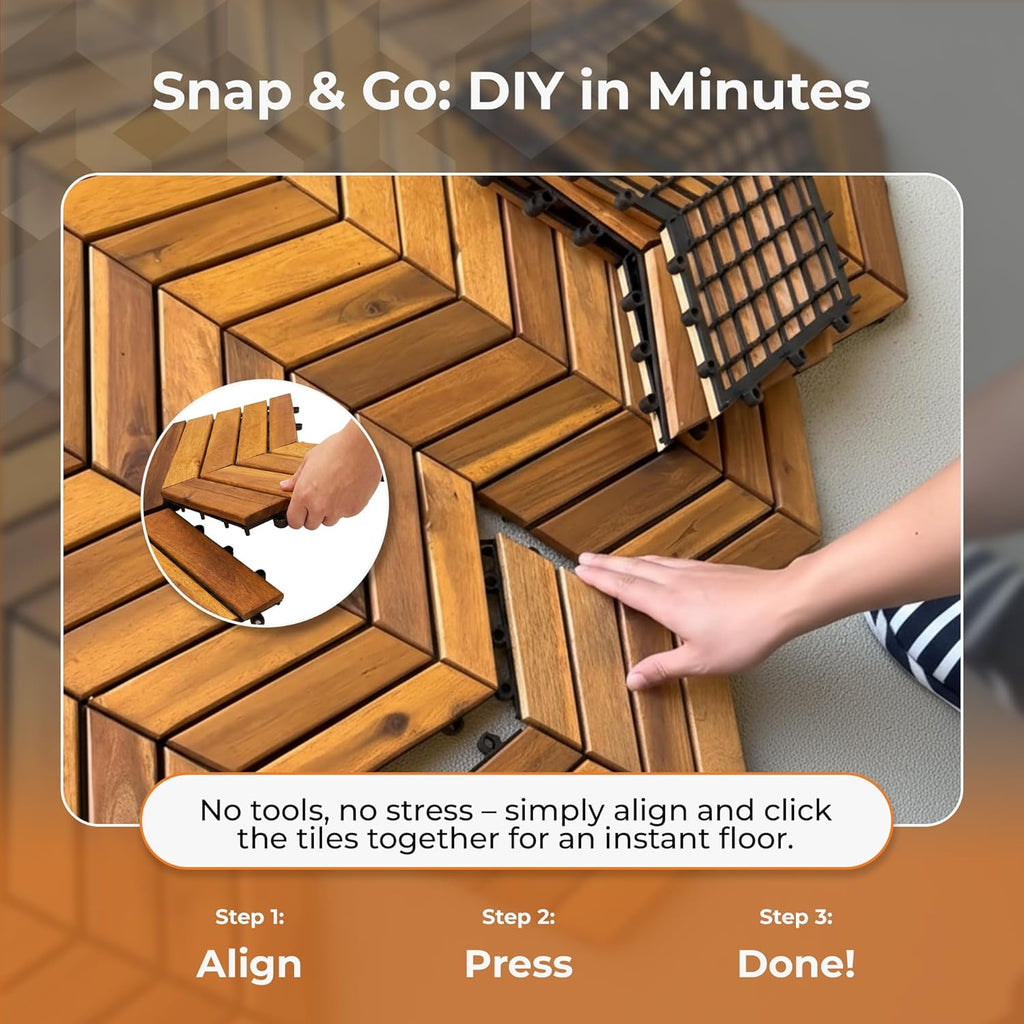Majestick Goods Deck Tiles Herringbone 6 Sq Ft 8 Pack