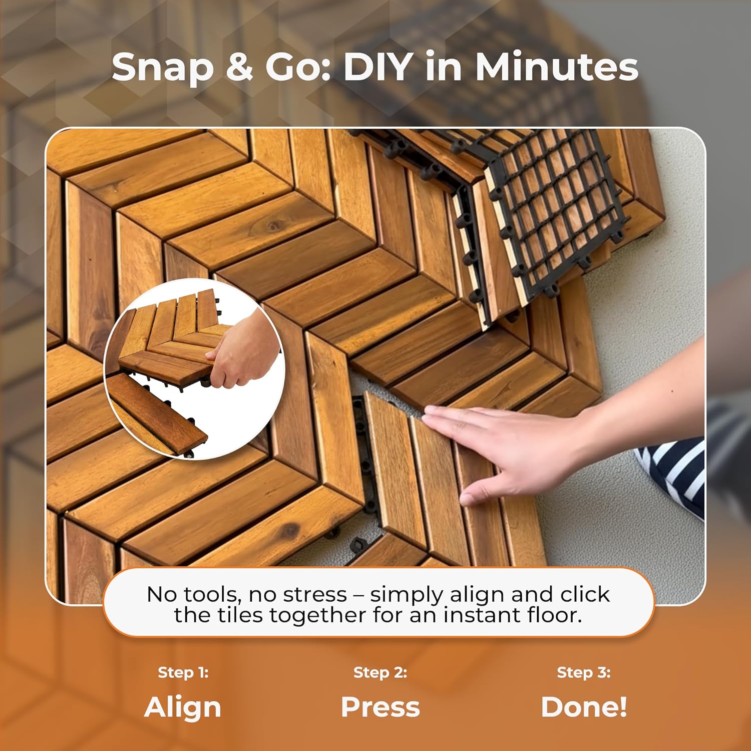 Majestick Goods Deck Tiles Herringbone 18 Sq Ft 24 Pack