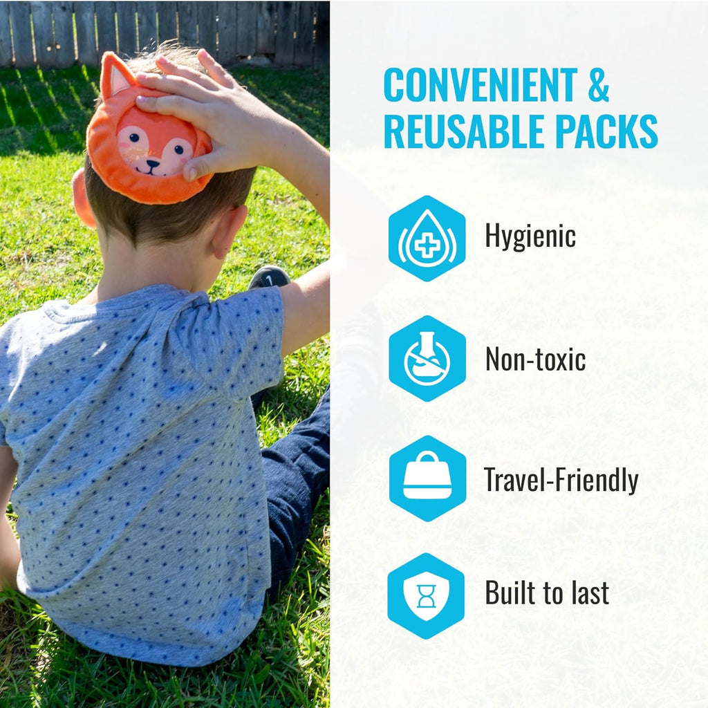 ICEWRAPS Kids Boo Boo Ice Packs – Reusable 4" Gel Packs, 4 Pack
