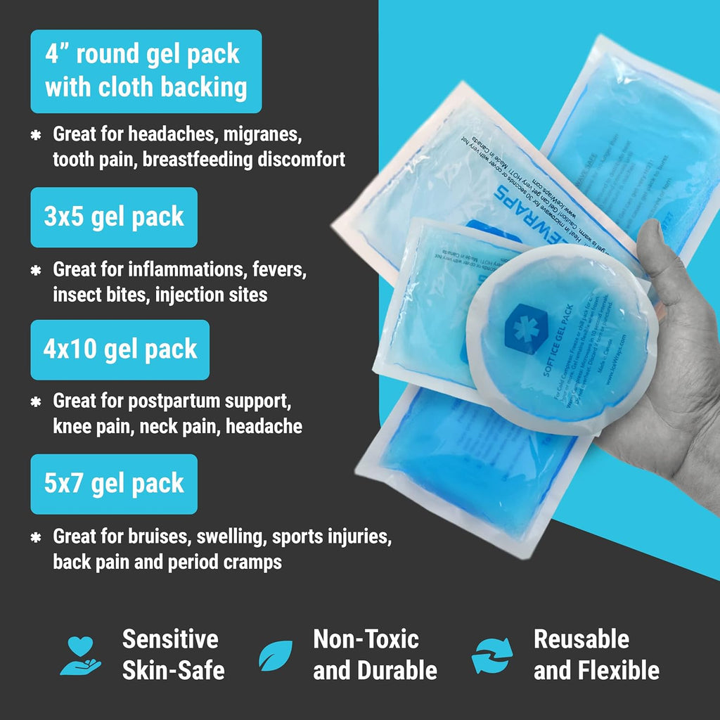 ICEWRAPS Gel Ice Packs 7-Pack Hot & Cold Therapy Multi-Sizes