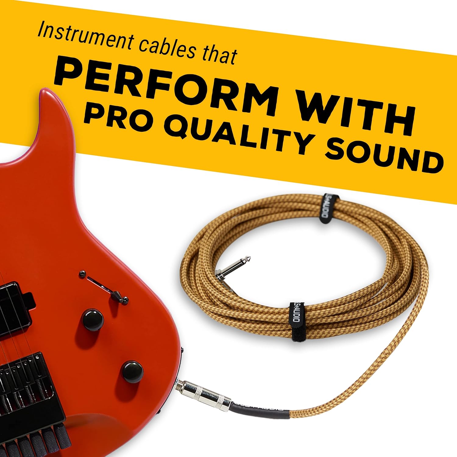 GLS Audio 1/4 Inch Guitar Cable 20ft Straight to Right Angle