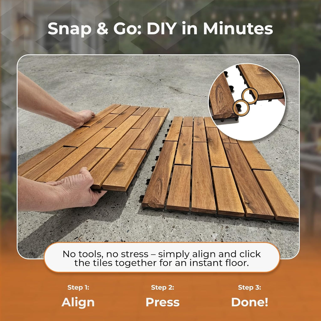Majestick Goods Long Deck Tiles 24x12 Acacia 12 Pack