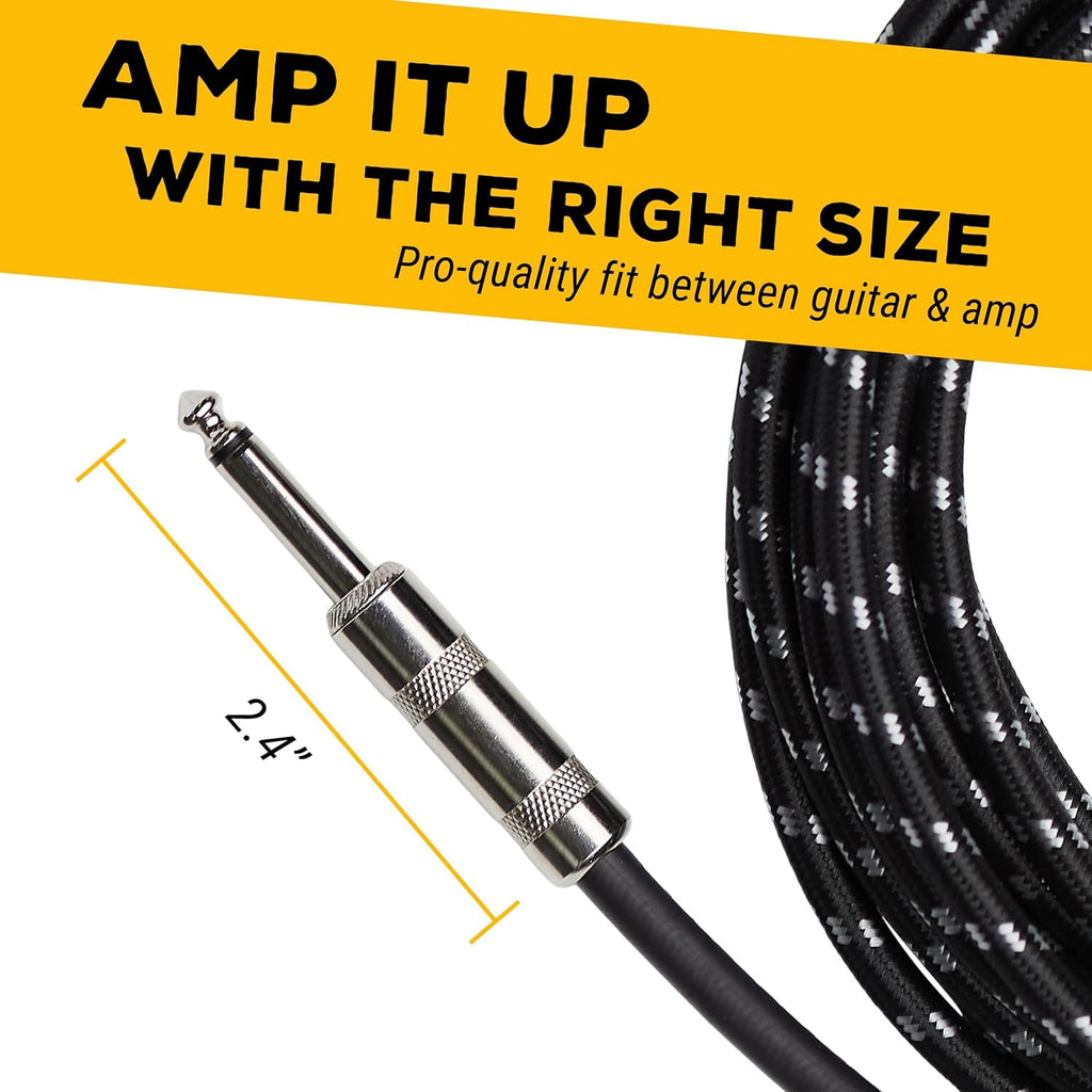 GLS Audio 1/4 Inch Instrument Cable 20ft Braided Tweed