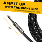 GLS Audio 1/4 Inch Instrument Cable 20ft Braided Tweed