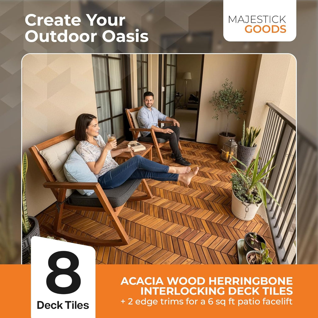 Majestick Goods Deck Tiles Herringbone 6 Sq Ft 8 Pack