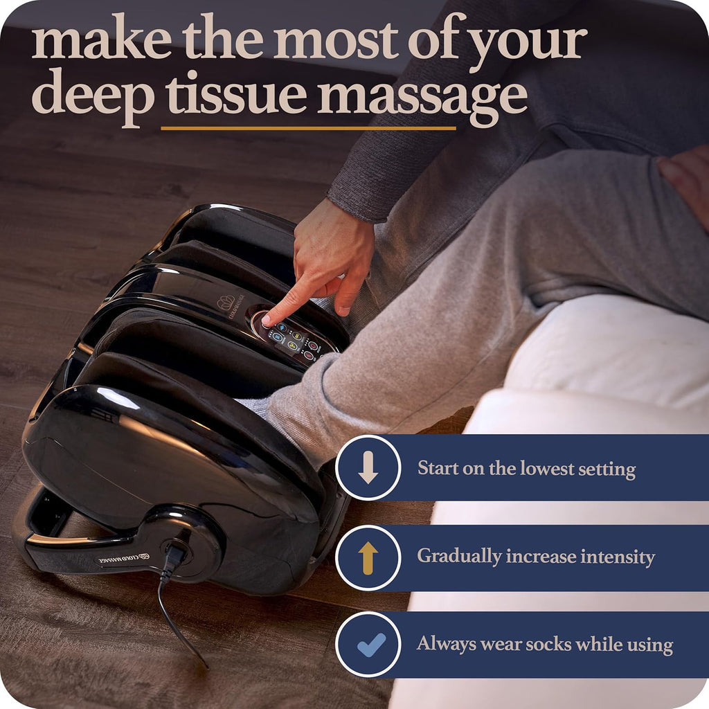 Cloud Massage Shiatsu Foot Massager Black with Heat for Pain Relief