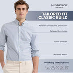 MCGREGOR Men Oxford Shirt Stretch Button Down Regular Fit Light Blue Size L