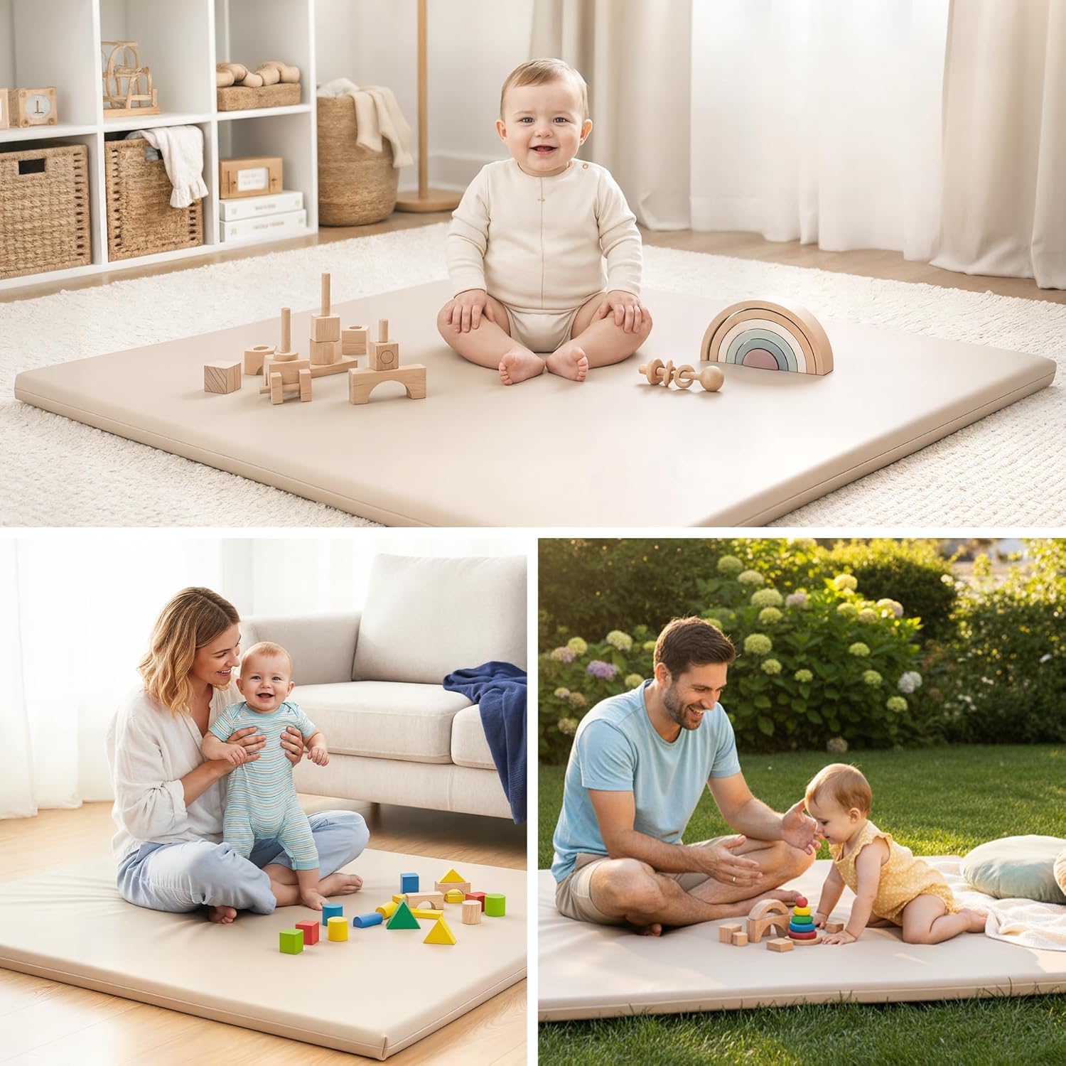 Motherly Haven Baby Play Mat 50x50 Thick Foam Waterproof