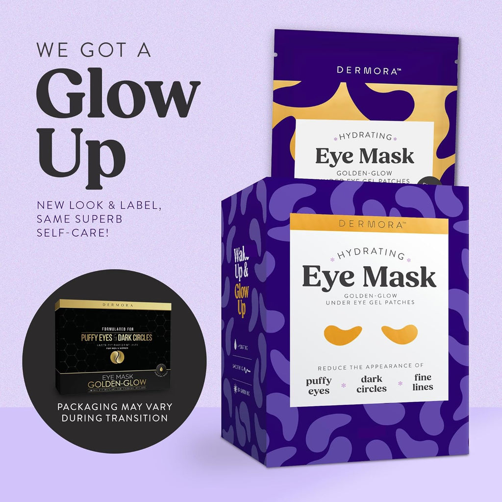 DERMORA Under Eye Patches Golden Glow 15 Pairs for Dark Circles
