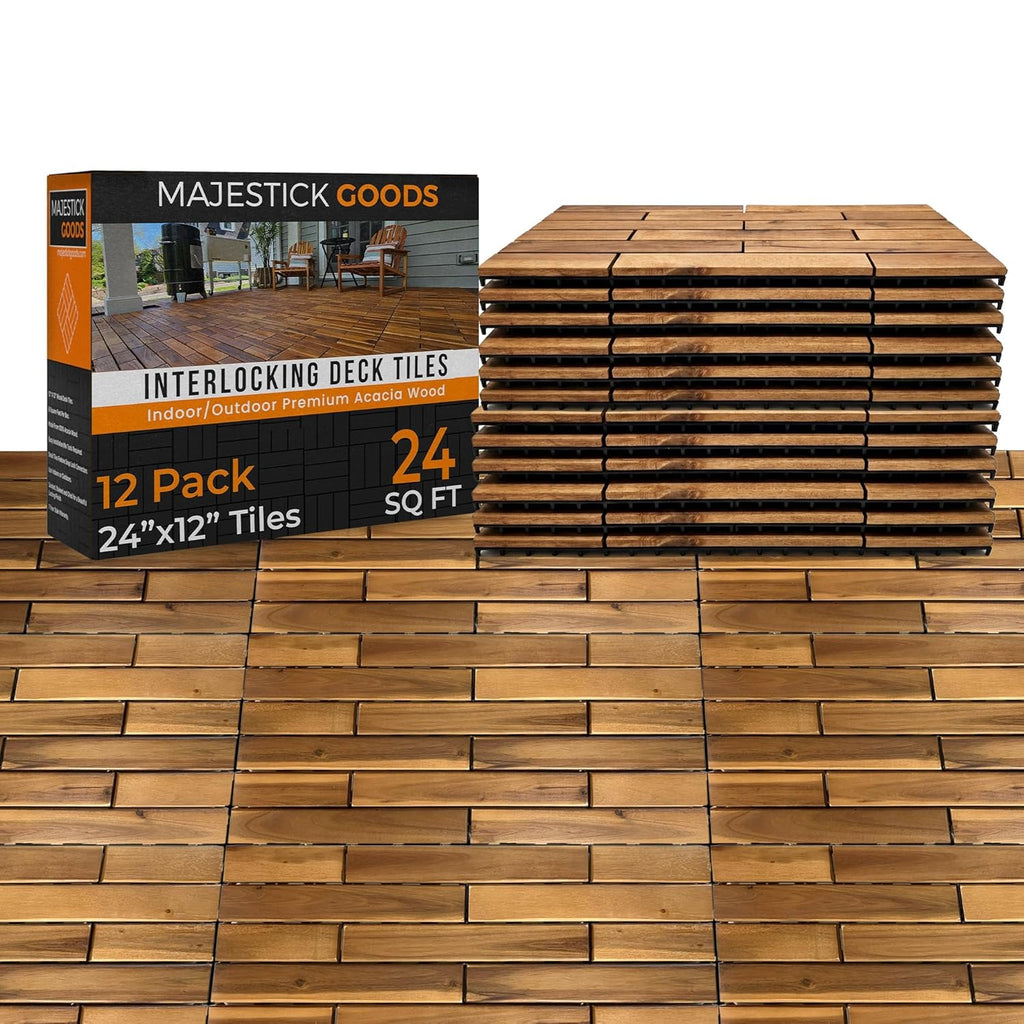 Majestick Goods Long Deck Tiles 24x12 Acacia 12 Pack