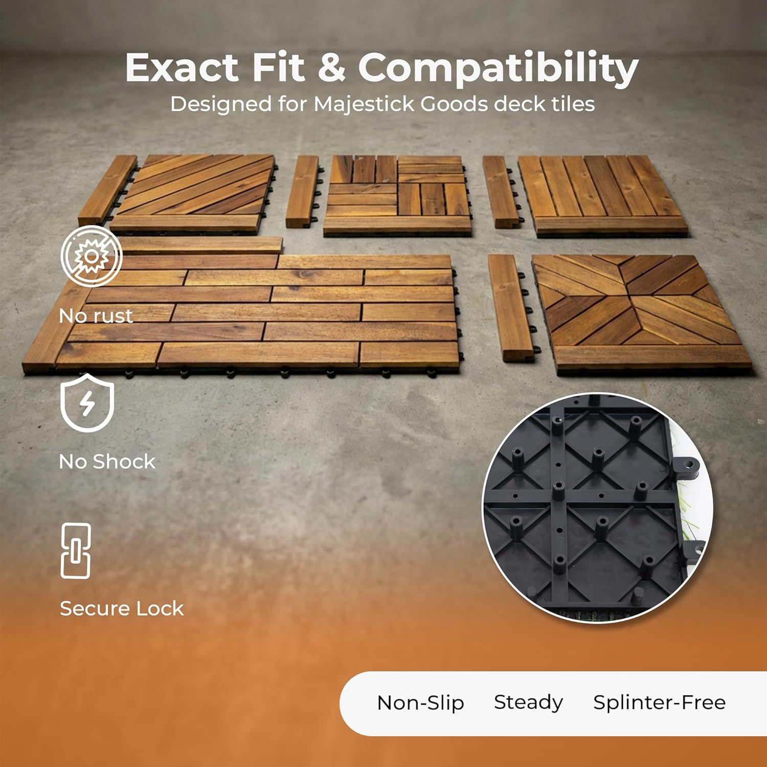 Majestick Goods Deck Tile Edge Trim 12x12 Straight 8 Pack