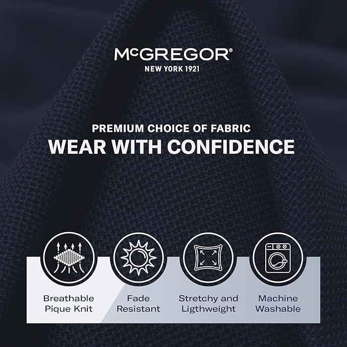 MCGREGOR Men Polo Shirt Cotton Regular Fit Short Sleeve Navy Size L