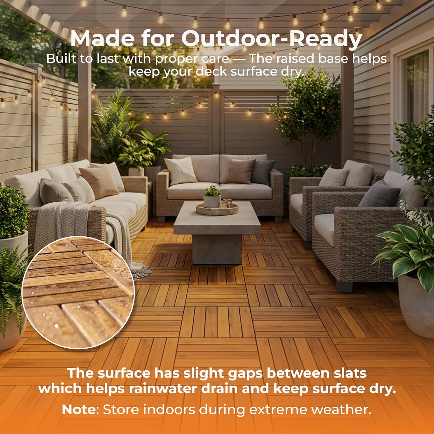 Majestick Goods Long Slat Deck Tiles 12x12 24 Pack