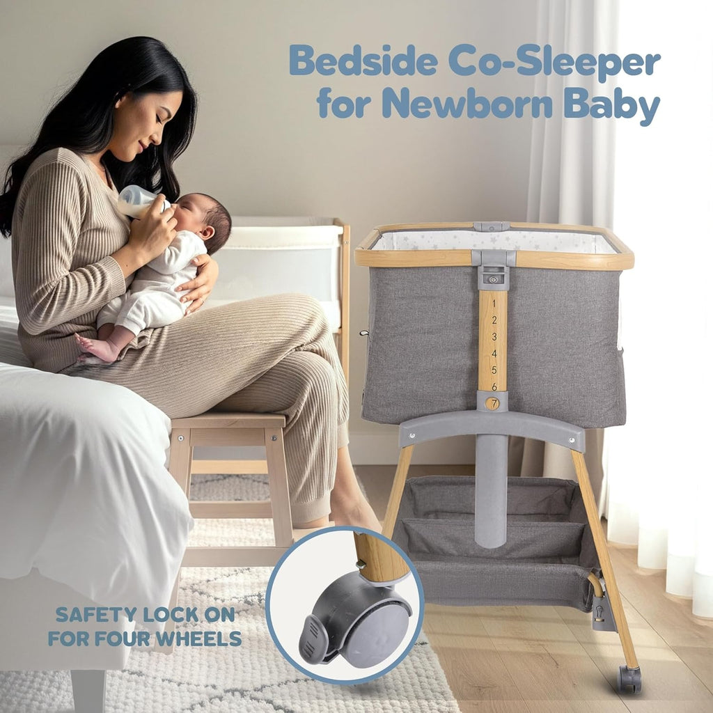 Motherly Haven Baby Bassinet Bedside Sleeper Adjustable 7 Height