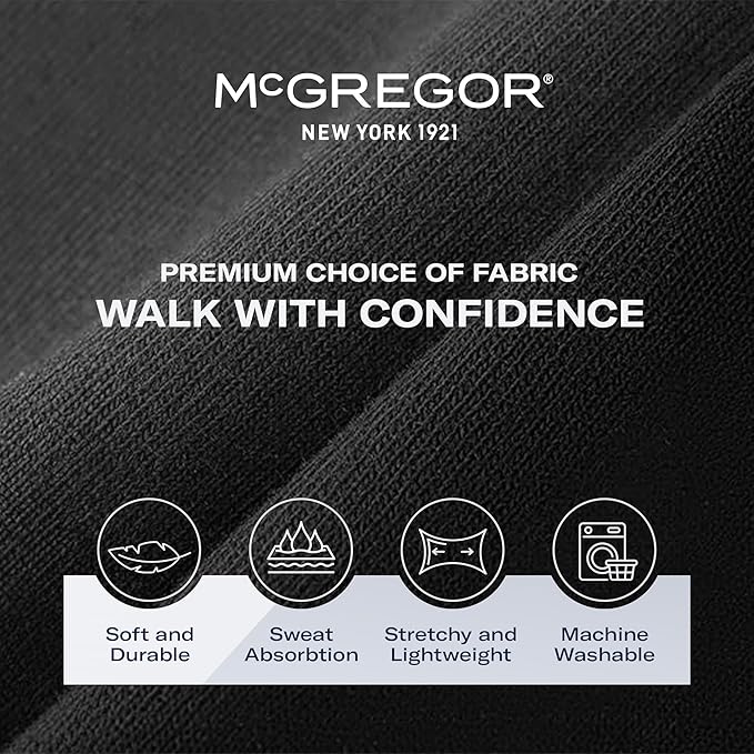 MCGREGOR Men Crew Socks 6 Pack Cotton Cushioned Black