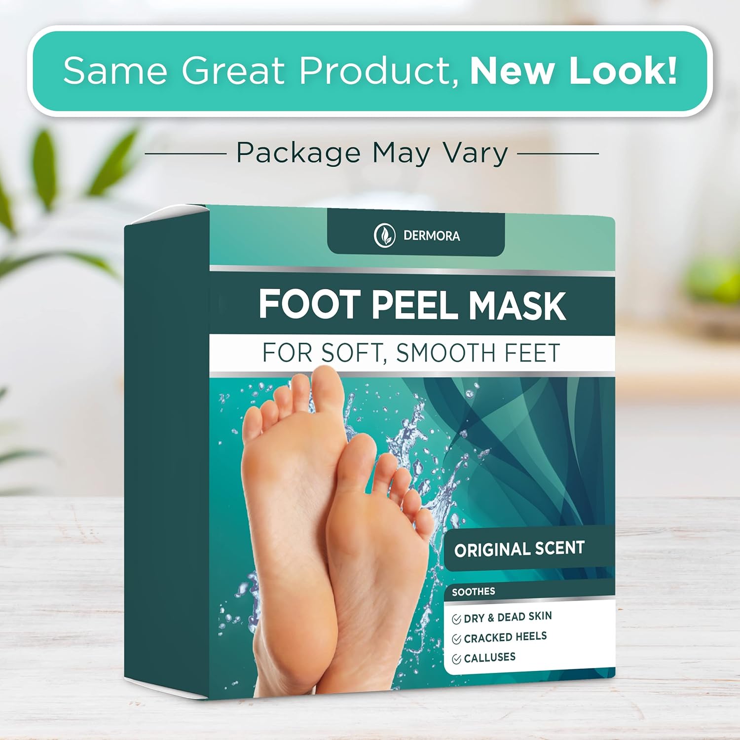 DERMORA Foot Peel Mask 2 Pack for Dry Cracked Feet & Callus