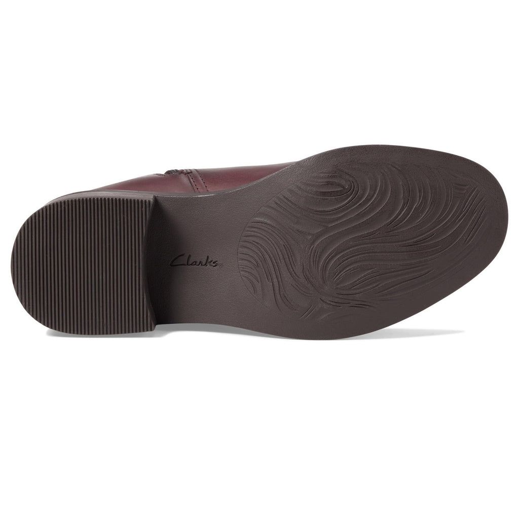 Clarks Women Maye Palm Fashion Boot Bordeaux Leather Size 10