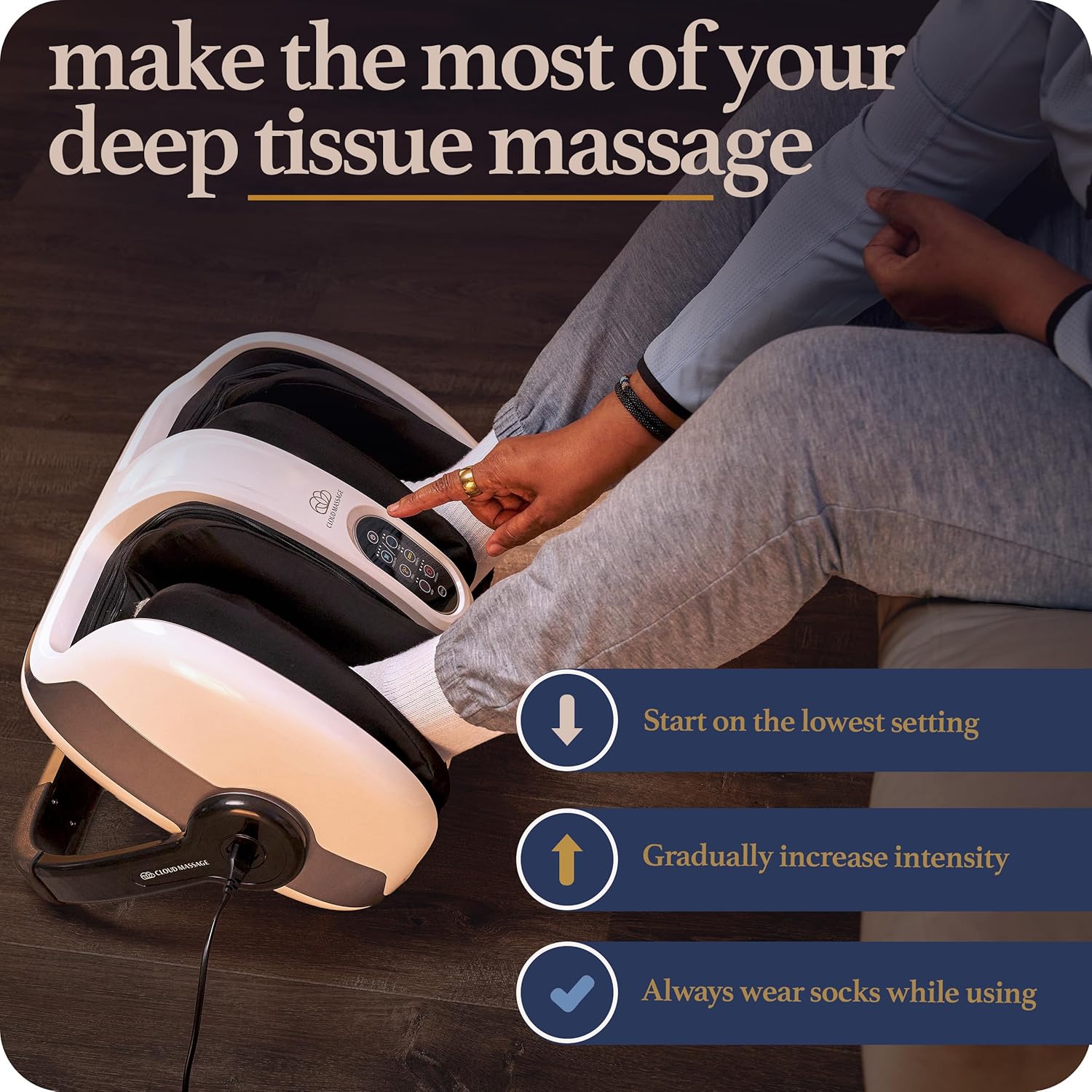Cloud Massage Shiatsu Foot Massager White with Heat for Pain Relief