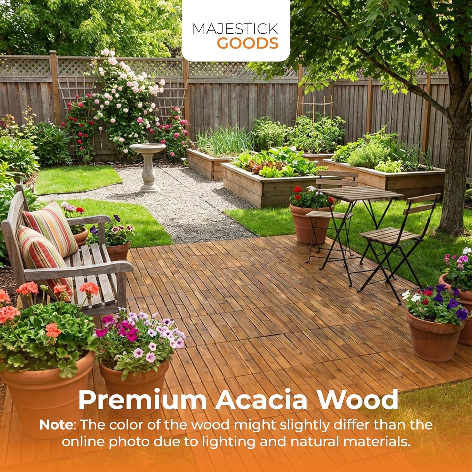 Majestick Goods Long Deck Tiles 24x12 Acacia 12 Pack