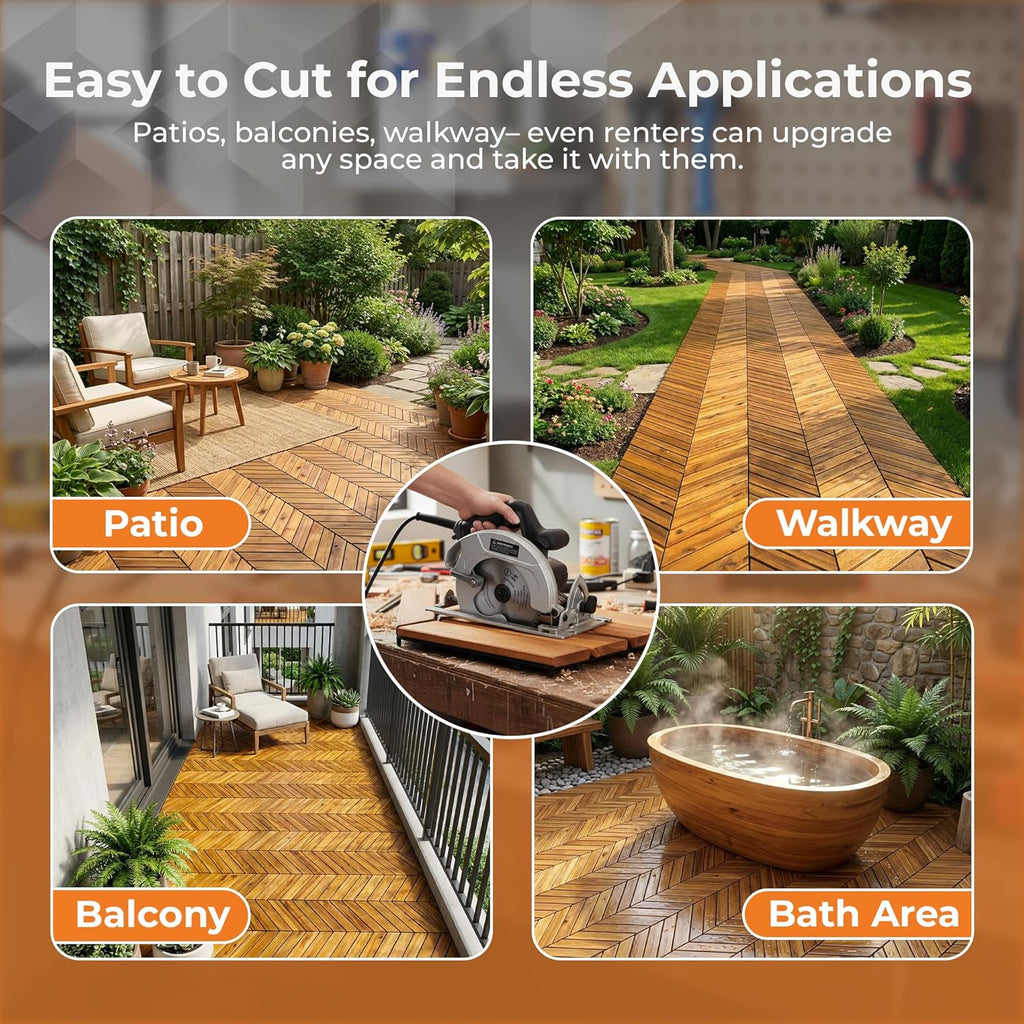 Majestick Goods Deck Tiles Herringbone 18 Sq Ft 24 Pack