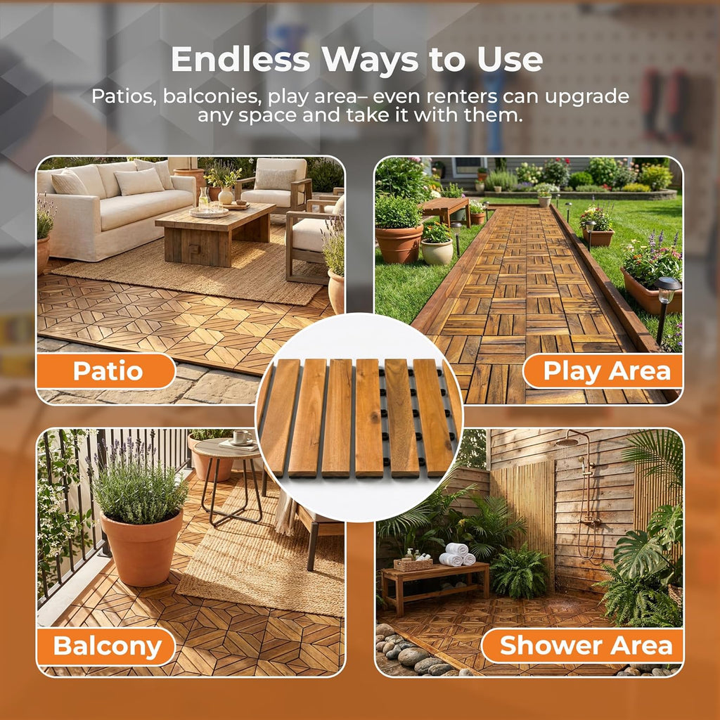 Majestick Goods Deck Tile Edge Trim 12x12 Straight 8 Pack