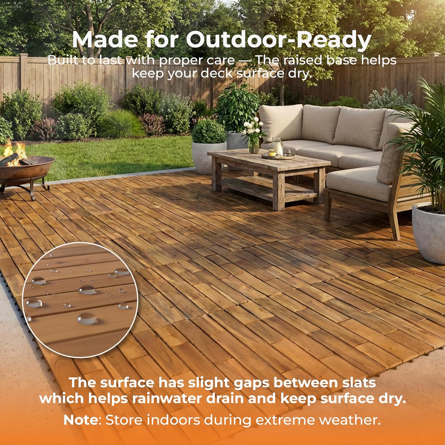 Majestick Goods Long Deck Tiles 24x12 Acacia 6 Pack