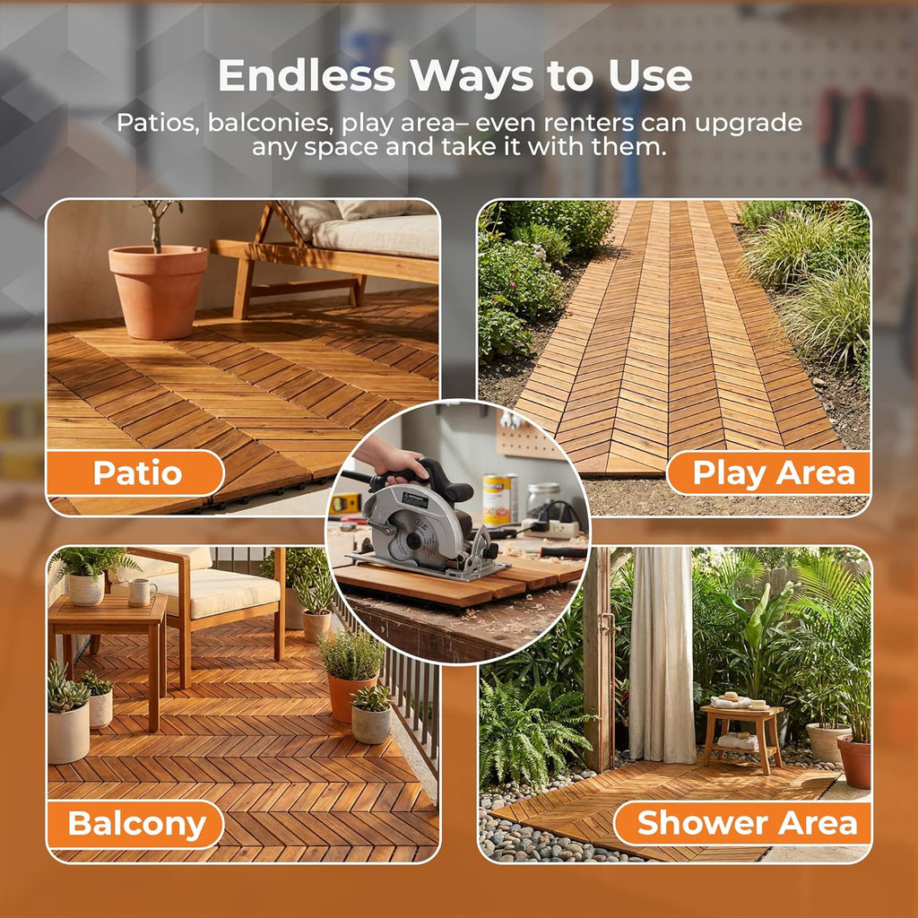 Majestick Goods Deck Tile Edge Herringbone 4 Pack
