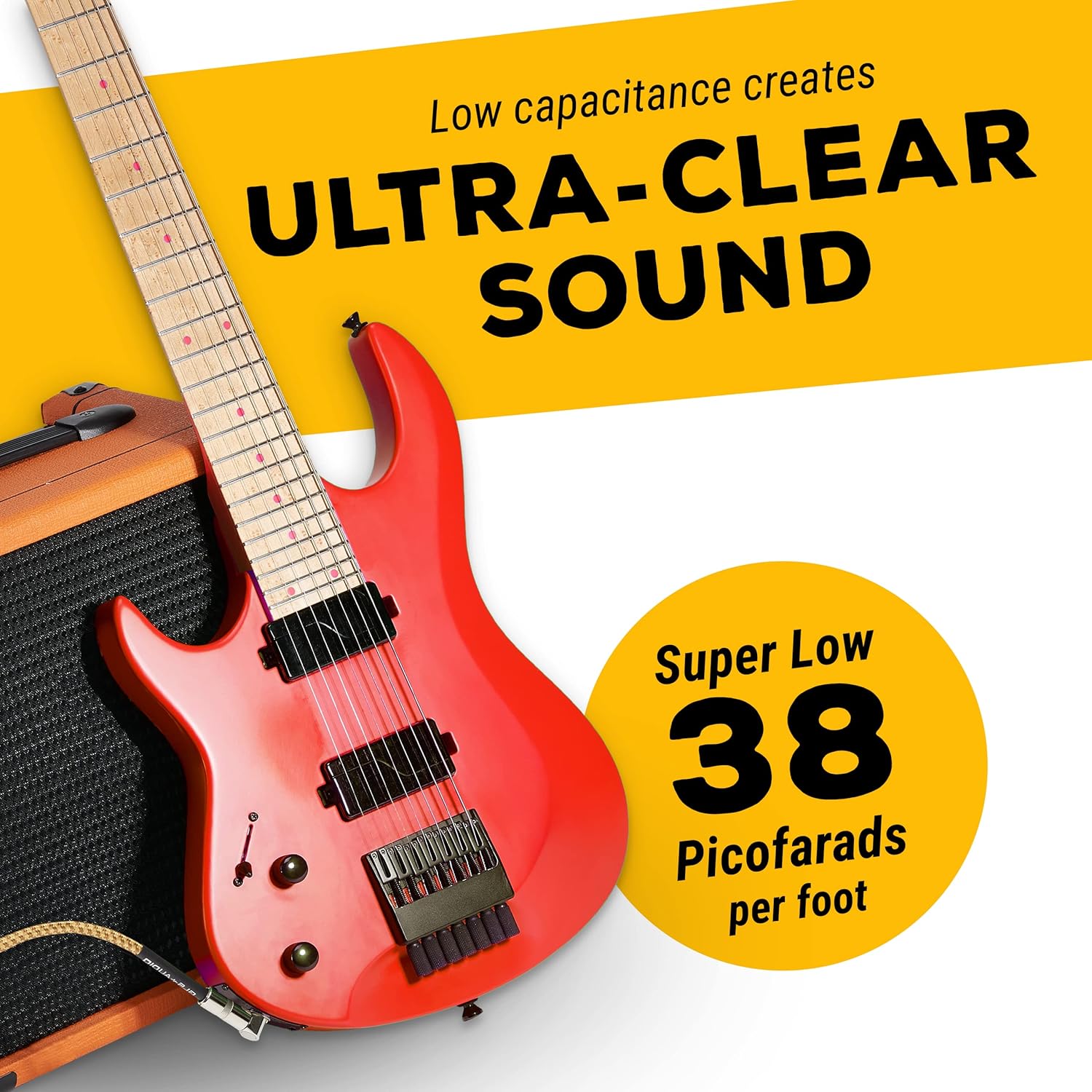 GLS Audio 1/4 Inch Guitar Cable 20ft Straight to Right Angle