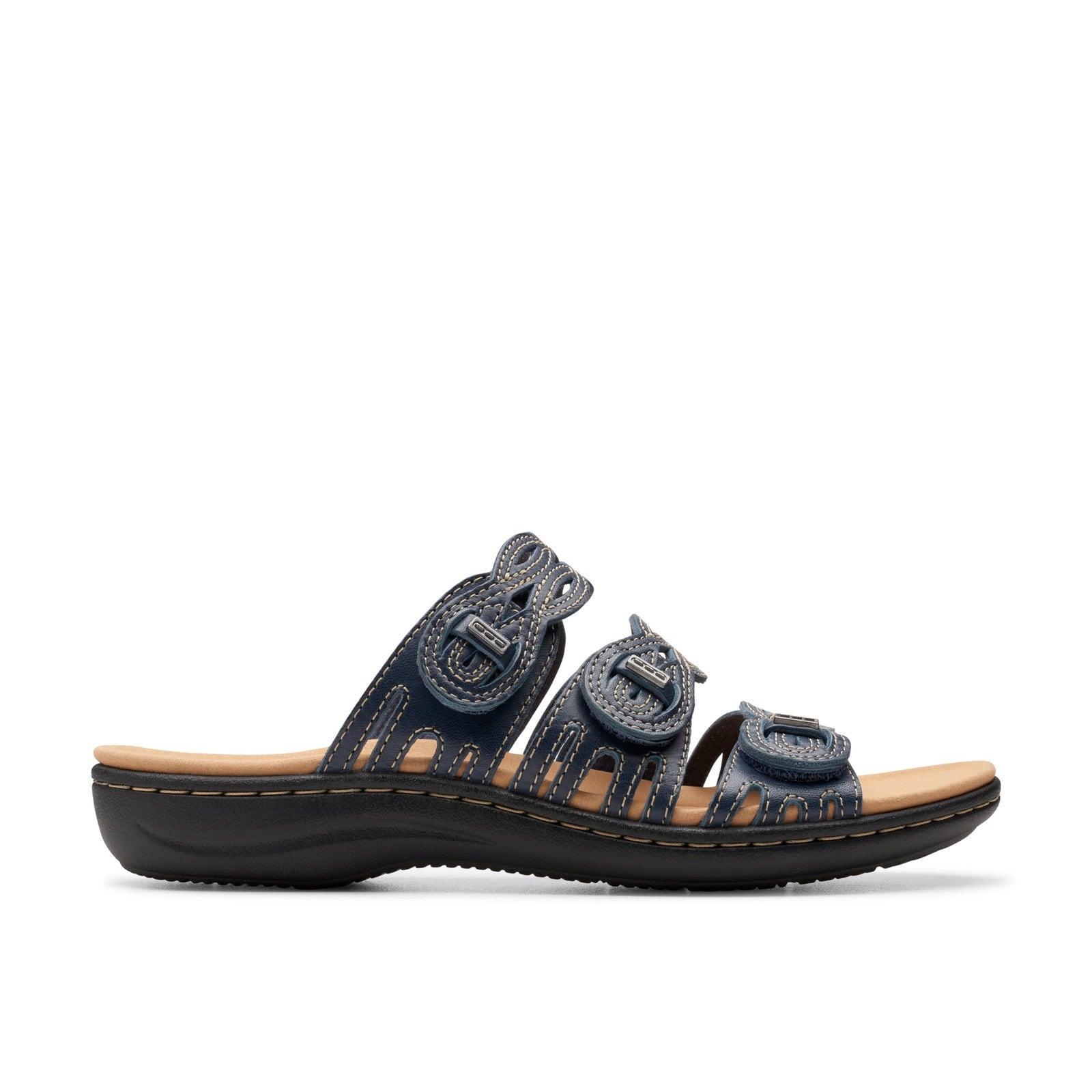 Clarks Women Laurieann Ruby Flat Sandal Navy Size 7.5