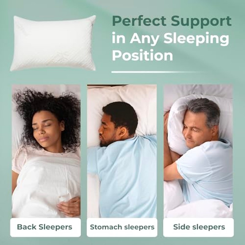 Snuggle-Pedic Memory Foam Pillow Size Queen, Side/Stomach/Back Sleepers White